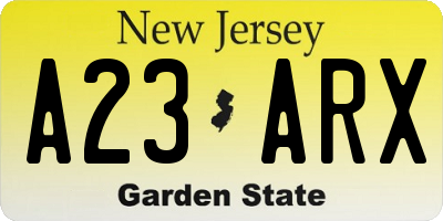 NJ license plate A23ARX