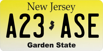 NJ license plate A23ASE