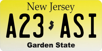 NJ license plate A23ASI