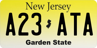 NJ license plate A23ATA