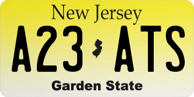 NJ license plate A23ATS