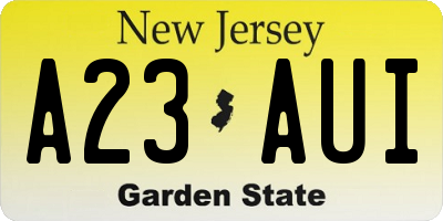 NJ license plate A23AUI