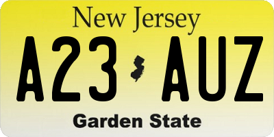 NJ license plate A23AUZ
