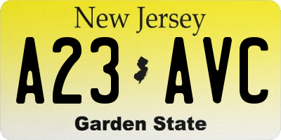 NJ license plate A23AVC