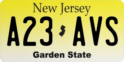 NJ license plate A23AVS