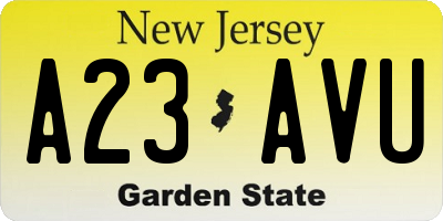 NJ license plate A23AVU