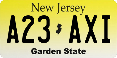 NJ license plate A23AXI