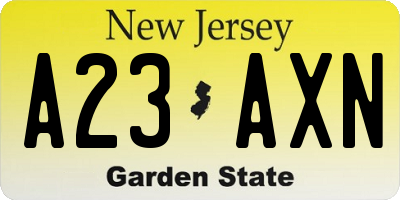 NJ license plate A23AXN