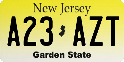 NJ license plate A23AZT