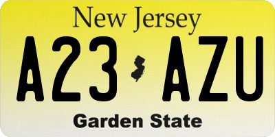 NJ license plate A23AZU