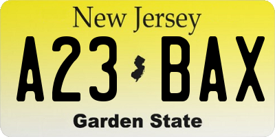 NJ license plate A23BAX