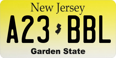NJ license plate A23BBL