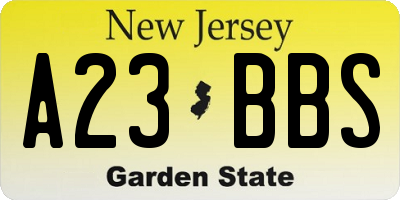 NJ license plate A23BBS