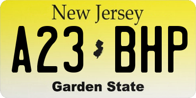 NJ license plate A23BHP