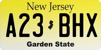 NJ license plate A23BHX