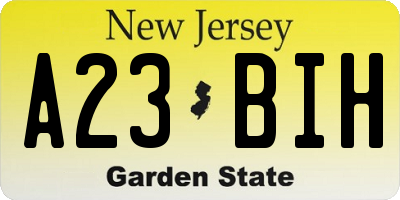 NJ license plate A23BIH