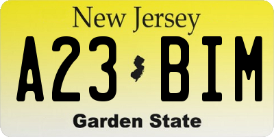 NJ license plate A23BIM