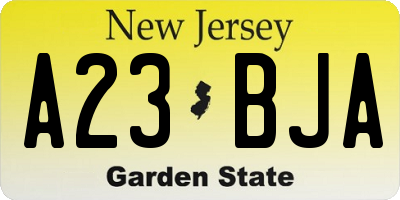 NJ license plate A23BJA