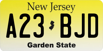 NJ license plate A23BJD