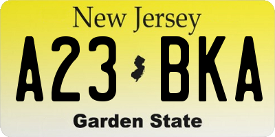 NJ license plate A23BKA