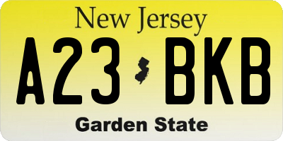 NJ license plate A23BKB