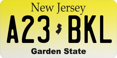NJ license plate A23BKL