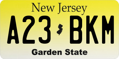 NJ license plate A23BKM