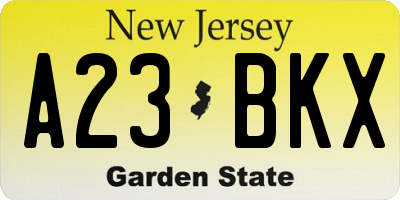 NJ license plate A23BKX