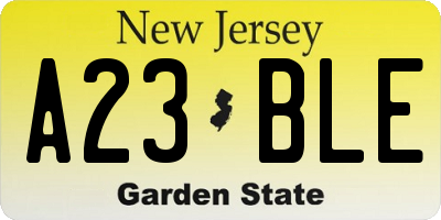 NJ license plate A23BLE
