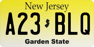 NJ license plate A23BLQ