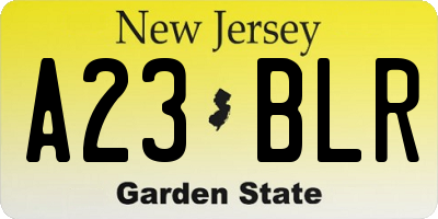 NJ license plate A23BLR