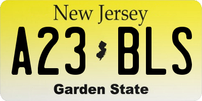 NJ license plate A23BLS