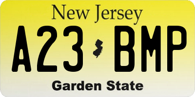 NJ license plate A23BMP