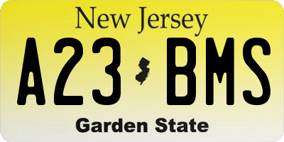 NJ license plate A23BMS