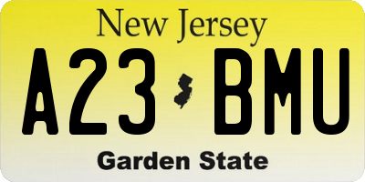 NJ license plate A23BMU