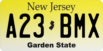 NJ license plate A23BMX