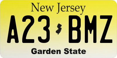 NJ license plate A23BMZ