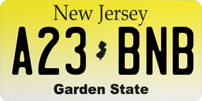 NJ license plate A23BNB