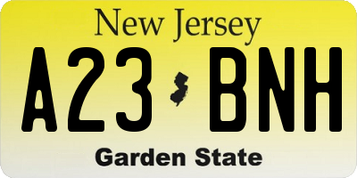 NJ license plate A23BNH