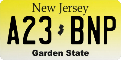 NJ license plate A23BNP