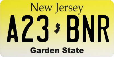 NJ license plate A23BNR