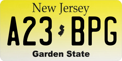 NJ license plate A23BPG