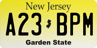 NJ license plate A23BPM