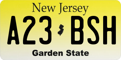 NJ license plate A23BSH
