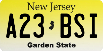 NJ license plate A23BSI