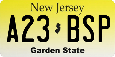 NJ license plate A23BSP