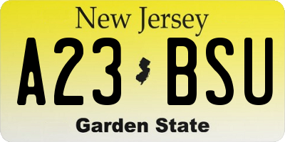 NJ license plate A23BSU