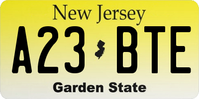 NJ license plate A23BTE