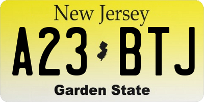 NJ license plate A23BTJ