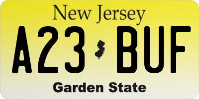 NJ license plate A23BUF